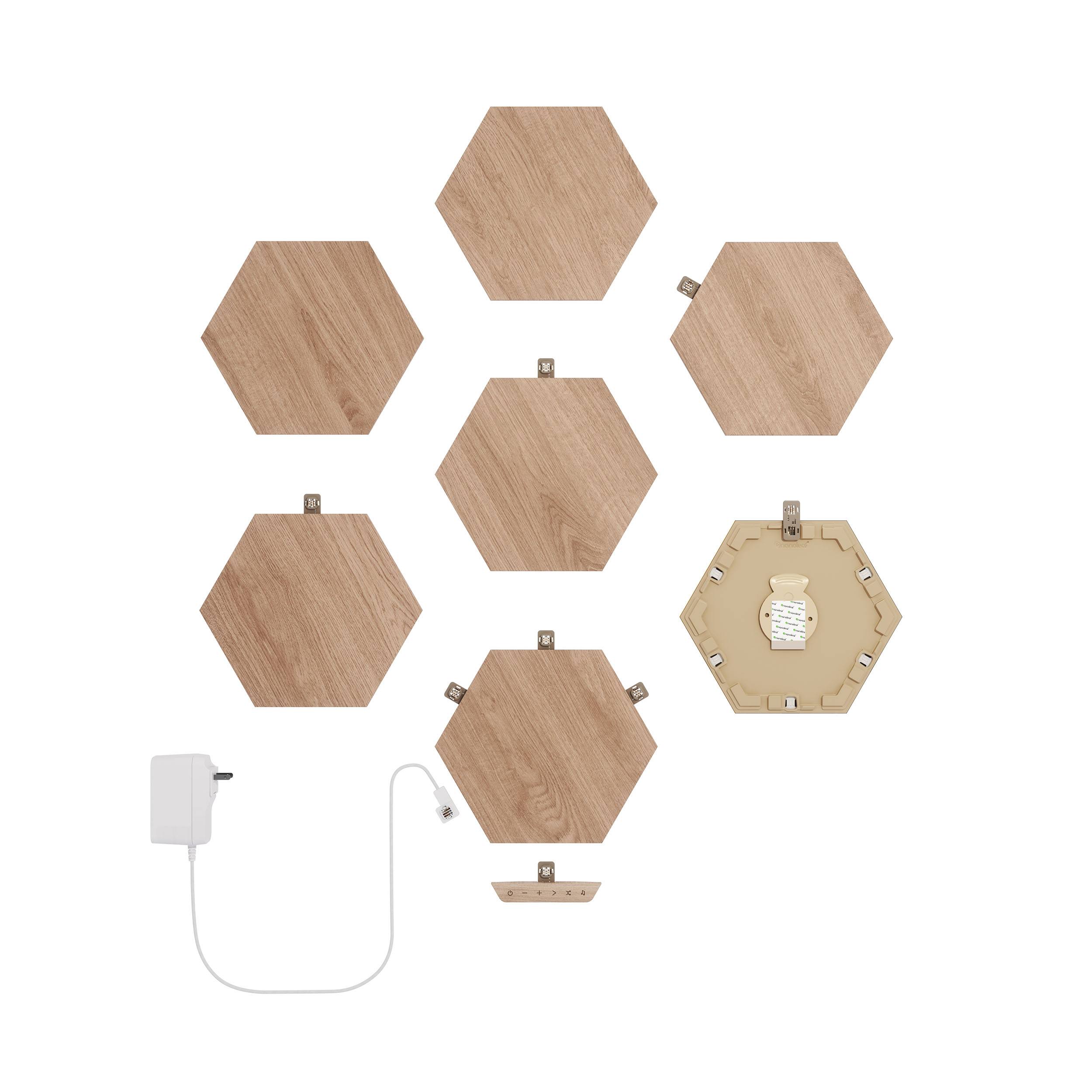 Nanoleaf Elements Wood Look Hexagon Starterkit LED Wandleuchte 7er-Set