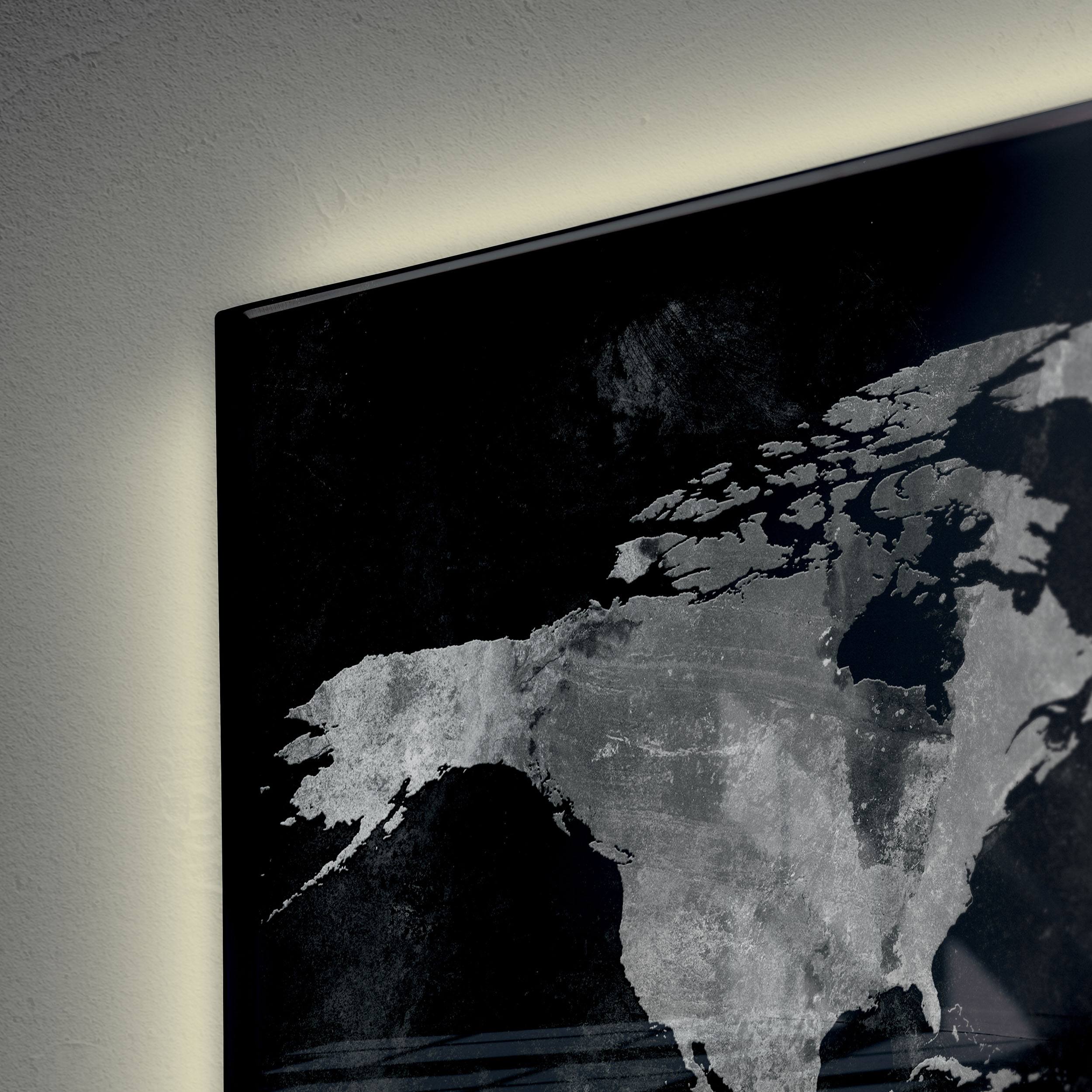 artverum® LED Glas-Magnetboard World Map