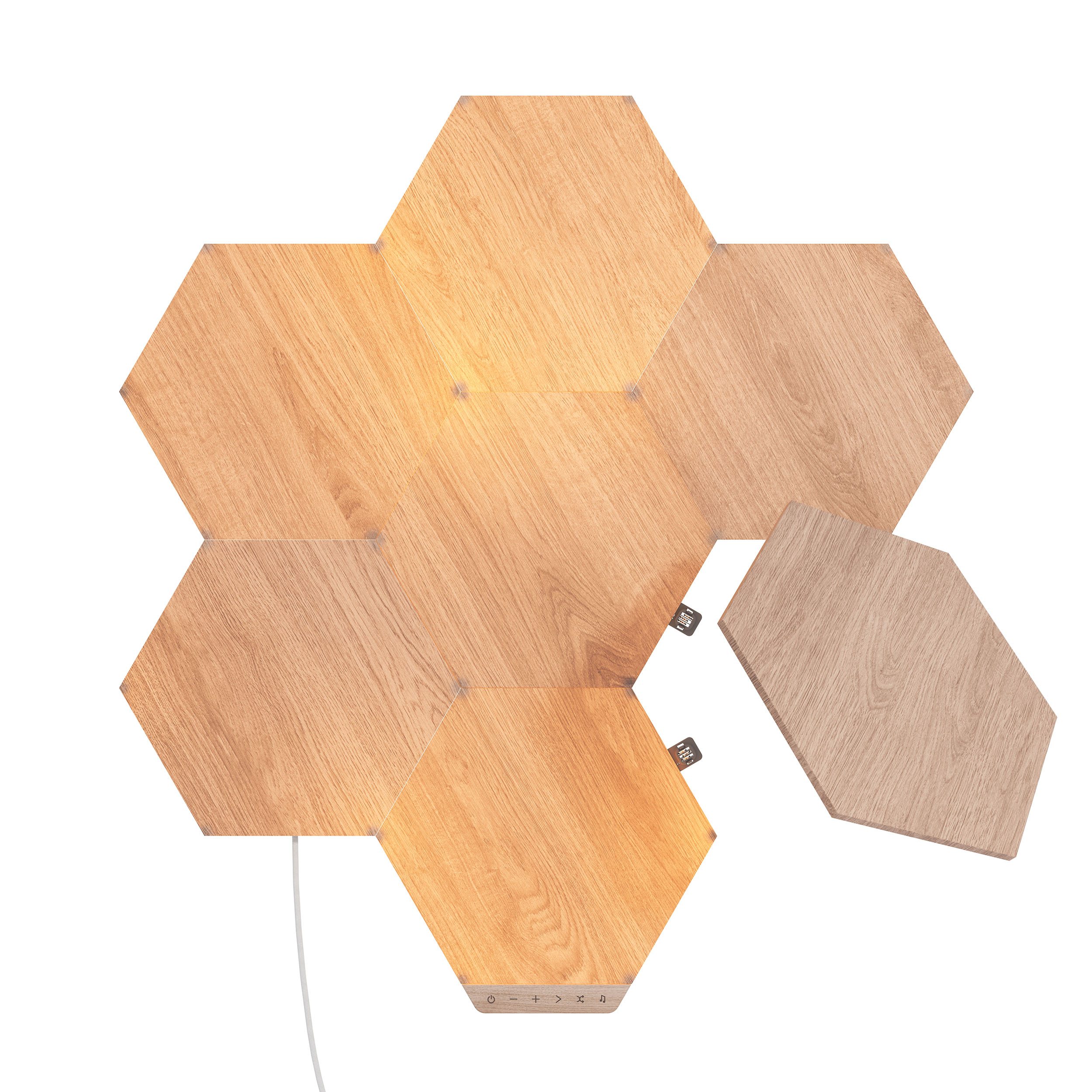 Nanoleaf Elements Wood Look Hexagon Starterkit LED Wandleuchte 7er-Set