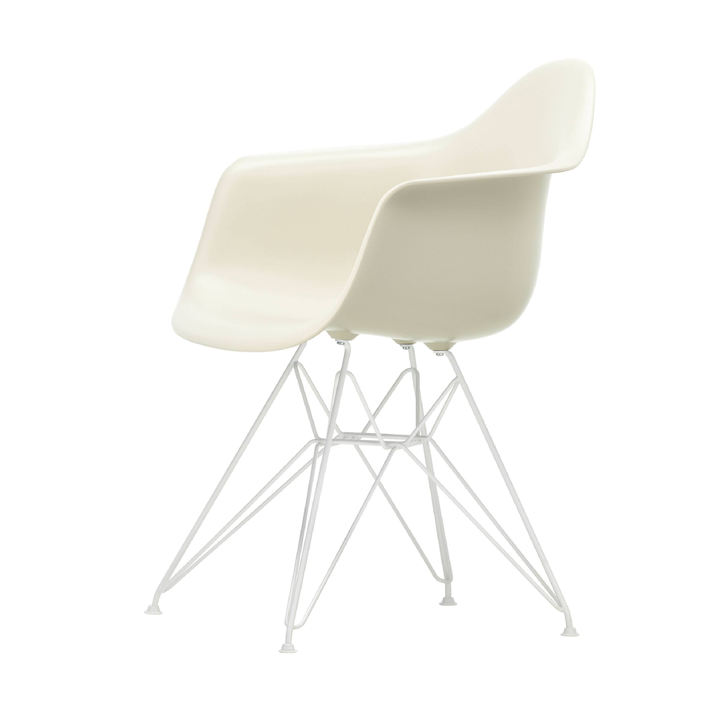 Chaise Eames Plastic Armchair DAR, structure blanche avec patins en plastique