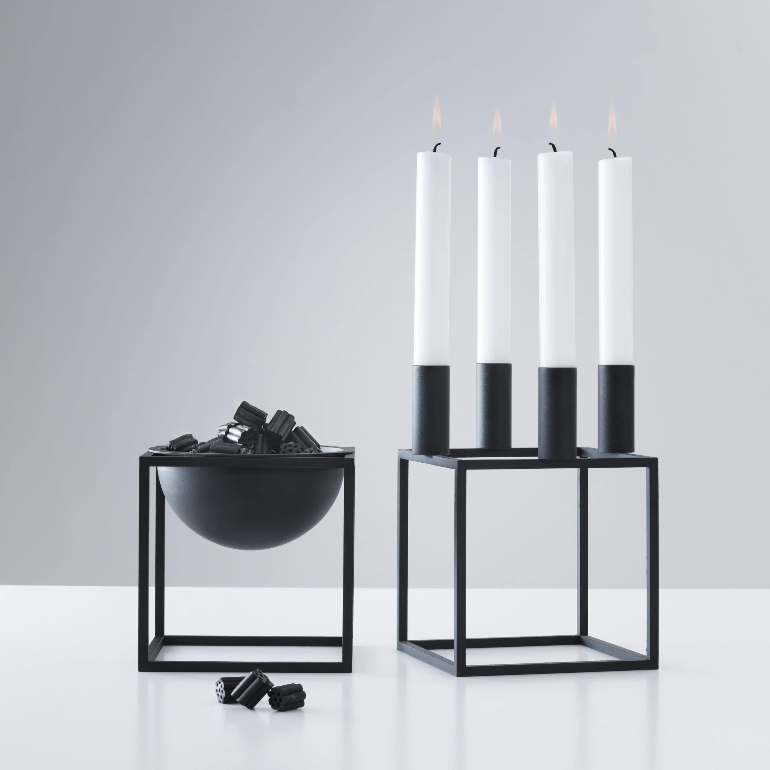Kerzenständer Kubus 4 Kerzenhalter Stahl schwarz matt 300x300mm Dekoration Cube 