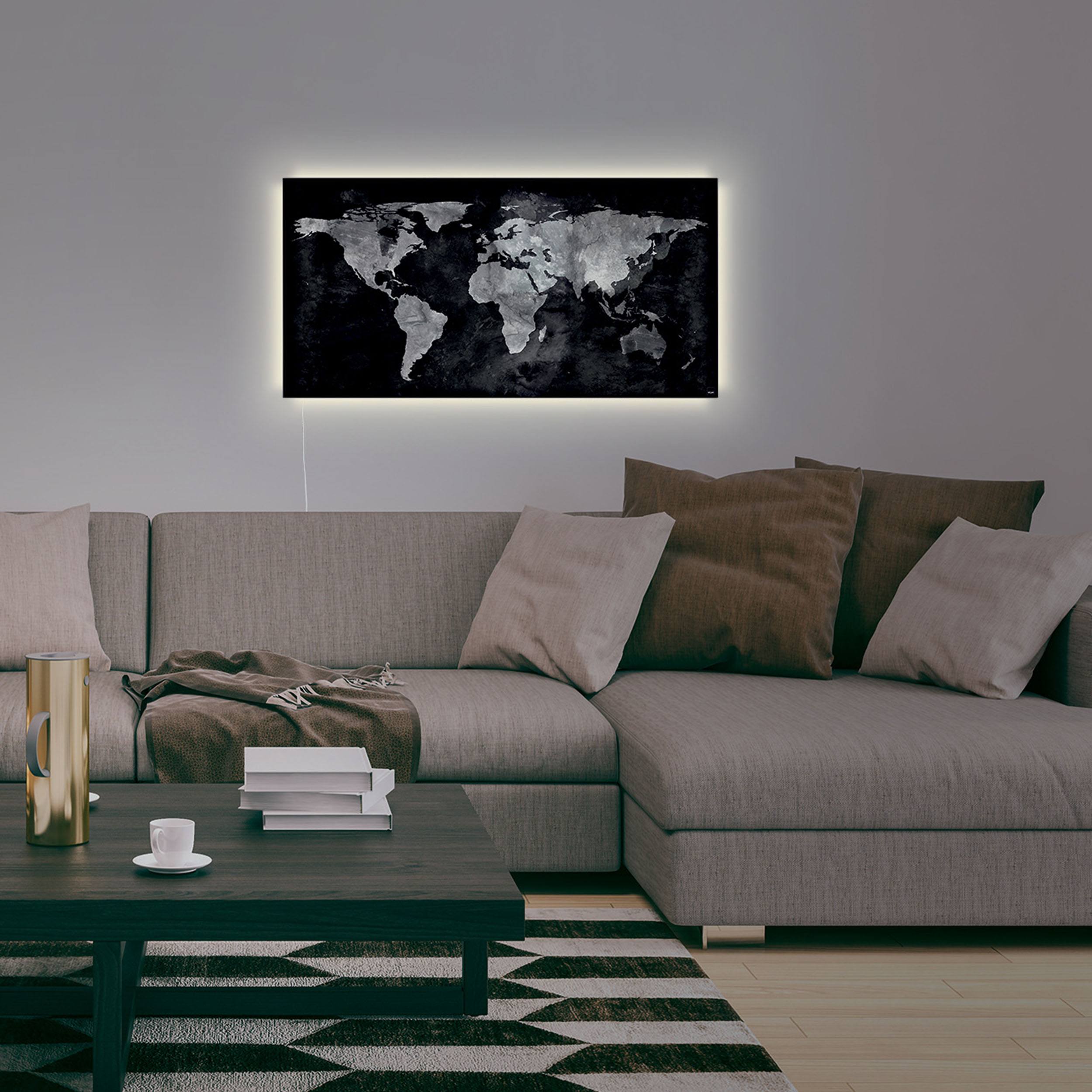 artverum® LED Glas-Magnetboard World Map