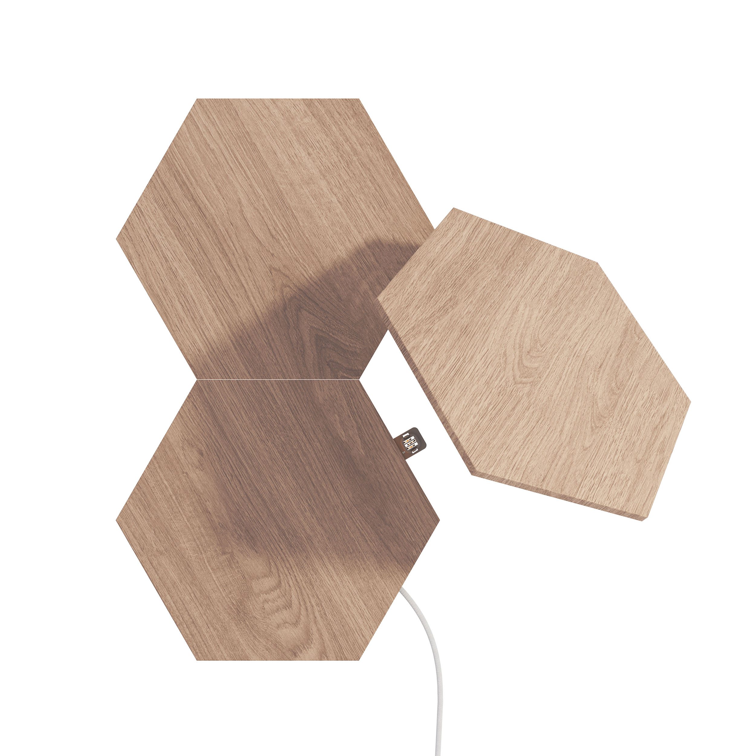Nanoleaf Elements Wood Look Hexagon Erweiterung LED Wandleuchte 3er-Set