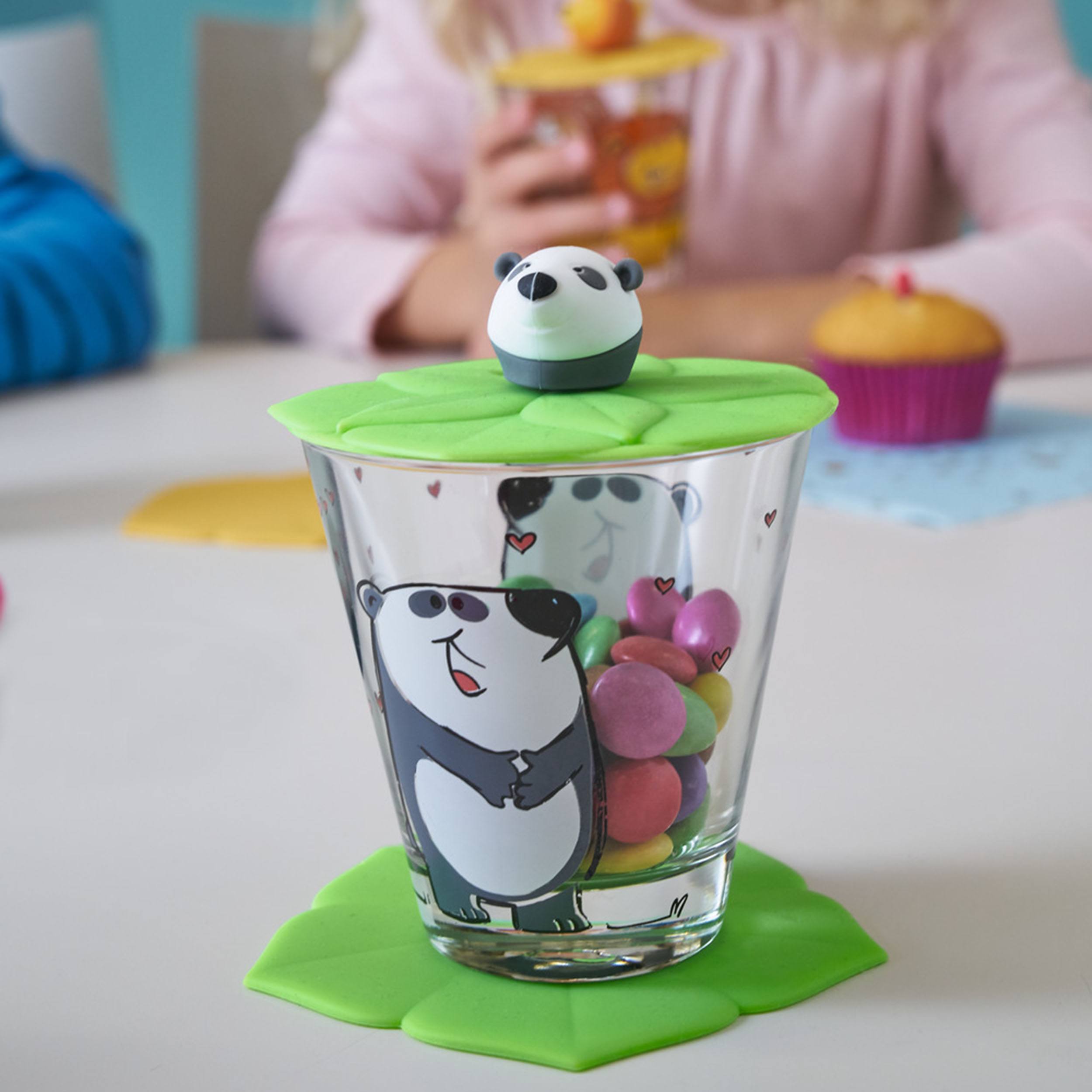 Bambini Kinderbecher mit Deckel und Untersetzer Flamingo Einhorn Panda 3er-Set