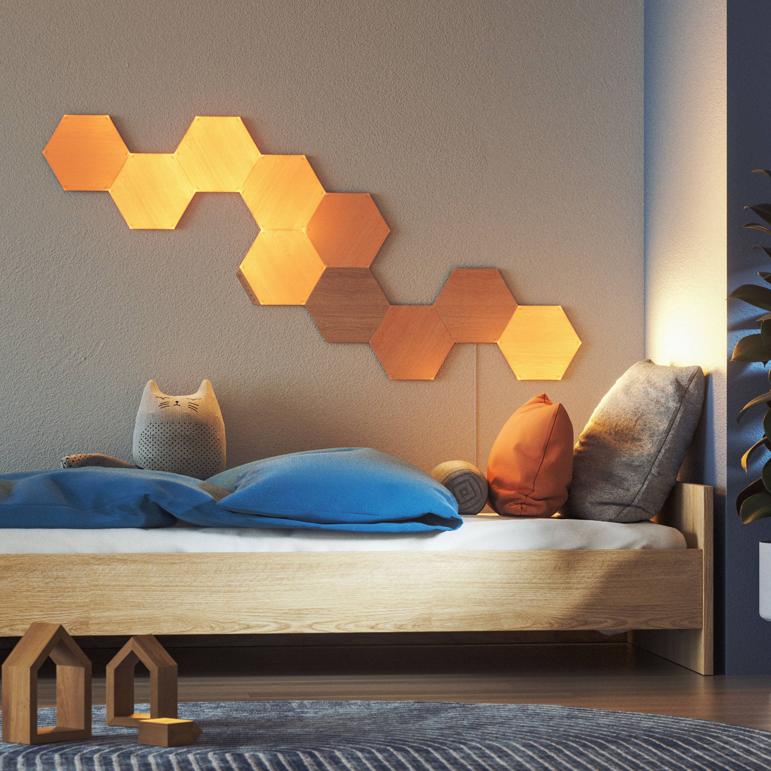 Nanoleaf Elements Wood Look Hexagon Erweiterung LED Wandleuchte 3er-Set