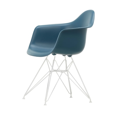 Eames Plastic Armchair Stuhl DAR Gestell weiß mit Kunstoffgleitern